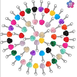 SUNNYCLUE DIY Flower Keychain  Making Kits, include Resin Beads and Zinc Alloy Lobster Claw Clasps, Iron Flat Head Pins, Mixed Color, Resin Beads: 24x13mm, hole: 1.5mm, 48pcs/set