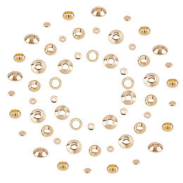 SUNNYCLUE Brass Spacer Beads, Bicone & Disc & Rondelle, Real 18K Gold Plated, 4~7x1~4mm, Hole: 1~4mm, 60pcs/box