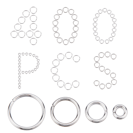 SUNNYCLUE 1 Box 400PCS 304 Stainless Steel Thick Strong Jump Rings Silver Metal Rings Craft Polished Smooth Connector Jump Rings for Jewelry Making Charms DIY Keychain Necklace Bracelet Accessories