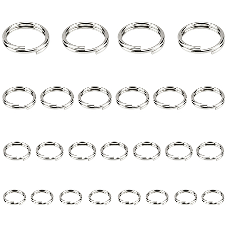 Unicraftale 304 Stainless Steel Split Rings, Stainless Steel Color, 4.5~8x1mm, Inner Diameter: 3.5~7mm; 800pcs/box