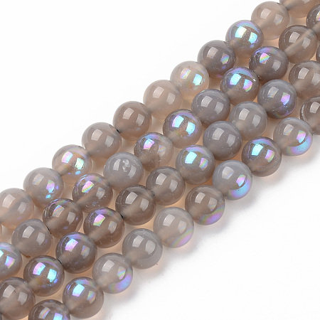ARRICRAFT Electroplated Natural Labradorite Beads Strands, Round, 8mm, Hole: 1mm, about 47~48pcs/strand, 14.76 inches(37.5cm)