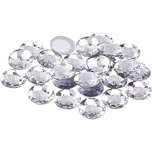 Self-Adhesive Acrylic Rhinestone Stickers, for DIY Decoration and Crafts, Faceted, Half Round, Clear, 30x6mm