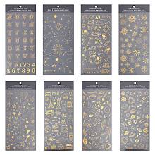 Olycraft Hot Stamping Stickers, DIY Gift Hand Account Photo Frame Album Decoration Sticker, Gold, 23x10.5x0.04cm; 8 patterns, 1sheet/pattern, 8sheets/set