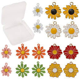 SUNNYCLUE Alloy Pendants, Spray Painted/with Enamel, Flower and Daisy, Mixed Color, 7.4x7.2x1.7cm, 16pcs/box