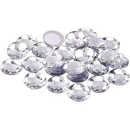 Self-Adhesive Acrylic Rhinestone Stickers, for DIY Decoration and Crafts, Faceted, Half Round, Clear, 30x6mm