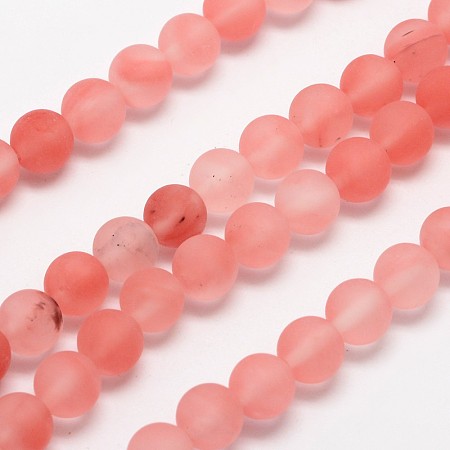 ARRICRAFT Cherry Quartz Glass Beads Strands, Frosted, Round, 6mm, Hole: 0.8mm, about 60pcs/strand, 14.1 inches