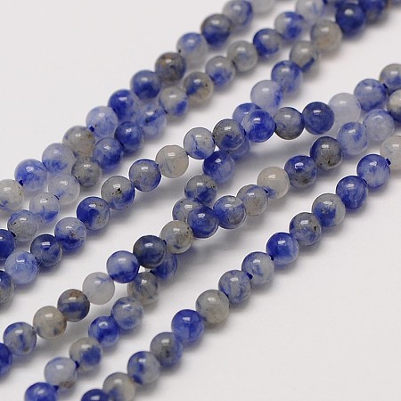 Arricraft Natural Gemstone Blue Spot Jasper Round Beads Strands, 2mm, Hole: 0.8mm, about 184pcs/strand, 16 inches