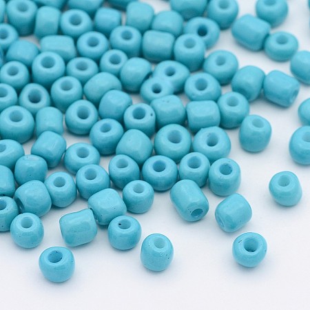 ORNALAND 6/0 Baking Paint Glass Seed Beads, Dark Turquoise, 4~5x3~4mm, Hole: 1~2mm, about 1600pcs/bag