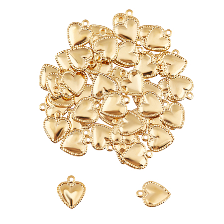 UNICRAFTALE 304 Stainless Steel Charms, Puffy Heart, Golden, 10x8x0.8mm, Hole: 1mm; 100pcs/box