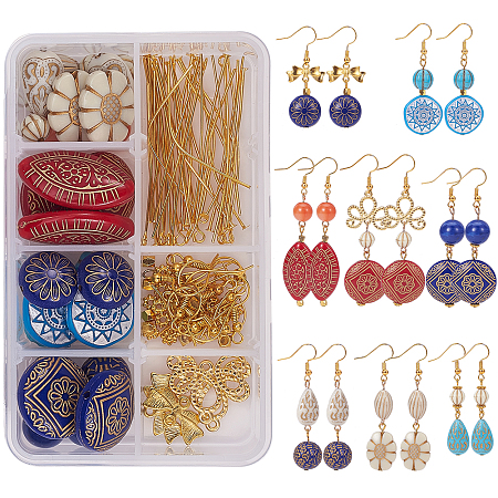 SUNNYCLUE DIY Earring Making, with Acrylic Beads, Alloy Links, Brass Bead SpacersTibetan Silver Spacers Beads and Brass Earring Hooks, Mixed Color, 11x7x3cm