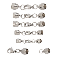 Unicraftale 304 Stainless Steel Cord Ends, End Caps, with Lobster Claw Clasps, Stainless Steel Color, 29~42x6~9x4~9mm; 10sets/box
