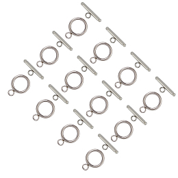 Unicraftale 304 Stainless Steel Toggle Clasps, Ring, Stainless Steel Color, Ring: 21x16mm, Hole: 3mm, Bar: 23x3mm, Hole: 3mm; 30sets/box