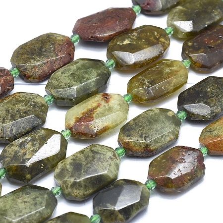 Arricraft Natural Green Garnet Beads Strands, Andradite Beads, Faceted, Oval, 15~28x12~21x5~9mm, Hole: 0.6~1.6mm, about 14~20pcs/strand, 14.7 inches~15.7 inches(37.5~40cm)