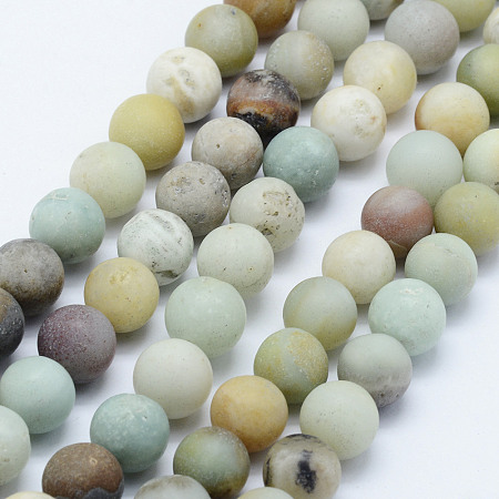 Arricraft Natural Amazonite Beads Strands, Frosted, Round, 10~10.5mm, Hole: 1mm, about 37pcs/strand, 15 inches