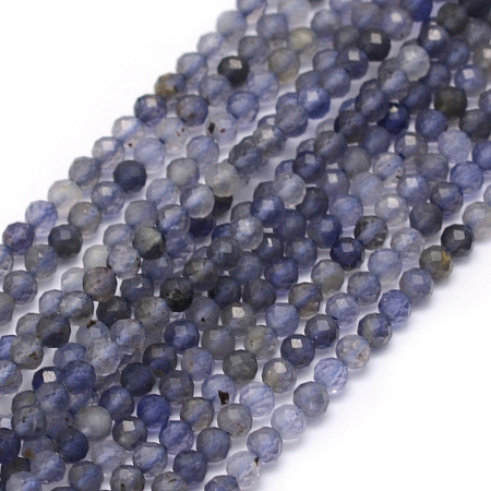ARRICRAFT Natural Cordierite/Iolite/Dichroite Beads Strands, Faceted, Round, 2mm, Hole: 0.5mm, about 162pcs/strand, 15.35 inches(39cm)