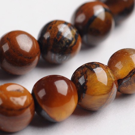 ARRICRAFT Round Natural Tiger Eye Gemstone Bead Strands, 4mm, Hole: 1mm, about 88pcs/strand, 14.9 inches