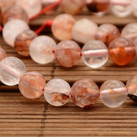 Arricraft Natural Hematoid Quartz Round Beads Strands, Ferruginous Quartz , 8mm, Hole: 1mm, about 48pcs/strand, 14.9 inches