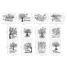 BENECREAT 12PCS Tree Pattern Plastic Drawing Templates 30x21cm/12x8 Inch Tree of Life Theme Painting Template Stencil for Scrabooking Card Making, DIY Wall Floor Decoration