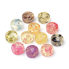 Honeyhandy Resin Beads, Imitation Amber, Flat Round, Mixed Color, 11x5mm, Hole: 1.2~1.8mm