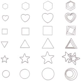 Arricraft 72 pcs 6 Shapes 3 Sizes 304 Stainless Steel Hollow Pendant Charms, Heart/Round/Star/Circle/Triangle Metal Frame Open Bezel Pendants for UV Resin Crafts Earring Necklace DIY Jewelry Making