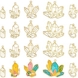 Olycraft Alloy Open Back Bezel Pendants, For DIY UV Resin, Epoxy Resin, Pressed Flower Jewelry, Diamond, Golden, 20pcs/box