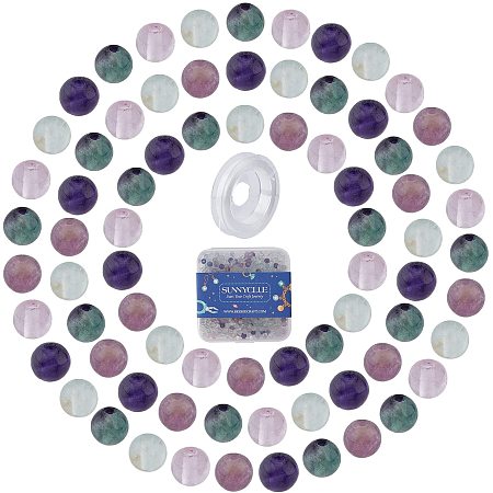 SUNNYCLUE DIY Stretch Bracelets Making Kits, include Natural Fluorite Round Beads, Elastic Crystal Thread, Beads: 4~4.5mm, Hole: 0.8~1mm; 400pcs/box