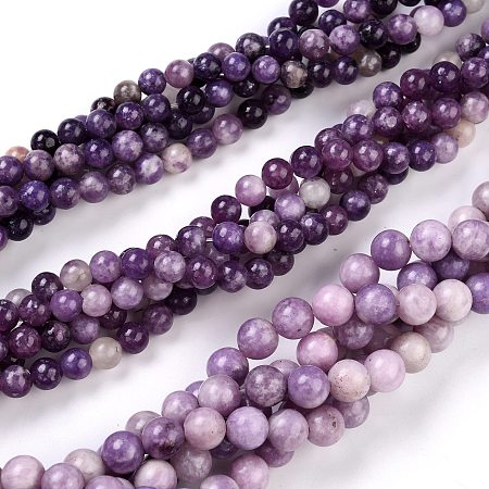 ARRICRAFT Natural Lepidolite/Purple Mica Stone Beads Strands, Round, 8~8.5mm, Hole: 1mm, about 48pcs/Strand, 15.47 inches(39.3cm)