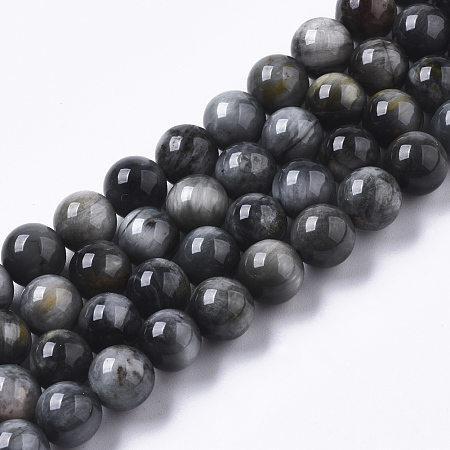 ARRICRAFT Natural Hawk's Eye Beads Strands, Eagle Eye Stone, Round, 8mm, Hole: 0.9mm, about 49pcs/Strand, 15.55 inches(39.5cm)