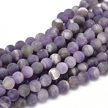 Arricraft Frosted Natural Amethyst Round Bead Strands, 10mm, Hole: 1mm, about 38pcs/strand, 15.74 inches
