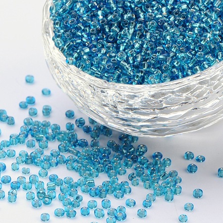 ORNALAND 12/0 Glass Seed Beads, Silver Lined Round Hole, Round Small Beads, Steel Blue, 2mm, Hole: 1mm; about 11200pcs/bag