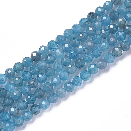 ARRICRAFT Natural Apatite Beads Strands, Faceted, Round, 2~2.5x2mm, Hole: 0.2mm, about 158~205pcs/strand, 15.7~16.7 inches(40~42.5cm)