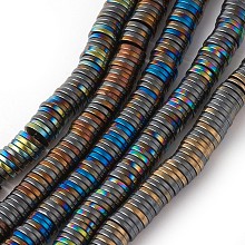 Honeyhandy Electroplated Non-magnetic Synthetic Hematite Beads Strands, Half Plated, Heishi Beads, Flat Round/Disc, Mixed Color, 6x1mm, Hole: 1mm, about 380pcs/strand, 14.96 inch(38cm)