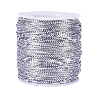 PandaHall Elite Silver Diameter 2mm Jewelry Braided Thread Metallic Cords, about 100m/roll