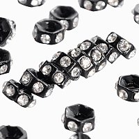 NBEADS 100 Pcs Gunmetal Color Crystal Rondelle Spacer Beads, Alloy Rhinestone Spacer Beads for Jewelry Making