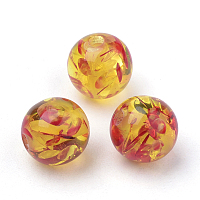 Honeyhandy Resin Imitation Amber Beads, Round, Gold, 8mm, Hole: 2mm