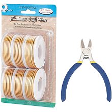 BENECREAT 6 Rolls 12 Gauge Gold Aluminum Craft Wire 114 Feet Bendable Metal Wire with 1PCS Side Cutting Plier for Jewelry Making Craft