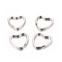 Honeyhandy Iron Split Key Rings, Keychain Clasp Findings, Valentine's Jewelry Findings, Heart, Platinum Color, about 31mm in diameter, 3mm thick, 25mm inner diameter