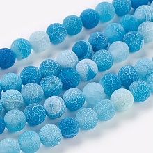 Honeyhandy Natural Crackle Agate Beads Strands, Dyed, Round, Grade A, Cornflower Blue, 8mm, Hole: 1mm, about 50pcs/strand, 14 inch