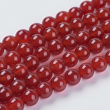 Honeyhandy Natural Red Agate Beads Strands, Dyed, Round, Dark Red, 8mm, Hole: 1mm