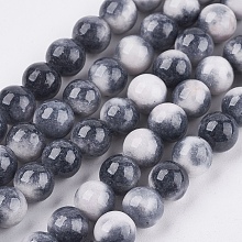 Honeyhandy Natural White Jade Beads Strands, Round, Dyed, Dark Gray, 8mm, Hole: 1mm