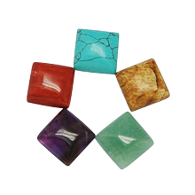 Honeyhandy Gemstone Cabochons, Mixed Stone, Square, Mixed Color, 16x16x6mm