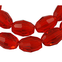 Honeyhandy Glass Beads Strands, Faceted, Oval, Crimson, about 6mm long, 4mm thick, hole: 1mm, about 72pcs/strand