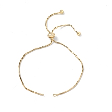 Honeyhandy Brass Box Chains Slider Bracelet Makings, Real 18K Gold Plated, 9-5/8 inch(24.4cm), Hole: 1.6mm