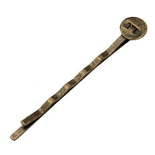 Honeyhandy Iron Hair Bobby Pin Findings, Antique Bronze, Size: about 2mm wide, 52mm long, 2mm thick, Tray: 8mm in diameter, 0.5mm thick.