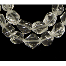 Honeyhandy Glass Beads, Faceted, Nuggets, Imitation White Quartz, Clear, 10x8mm, Hole: 1mm, about 47 pcs/strand, 15.5 inch