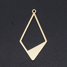 Honeyhandy 201 Stainless Steel Pendants, Rhombus, Golden, 36x18x1mm, Hole: 1.4mm