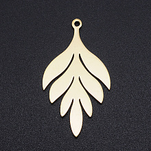 Honeyhandy 201 Stainless Steel Pendants, Leaf, Golden, 33x18x1mm, Hole: 1.5mm