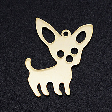 Honeyhandy 201 Stainless Steel Pendants, Dog, Golden, 25x20x1mm, Hole: 1.5mm