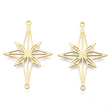 Honeyhandy 201 Stainless Steel Connector Charms, Star, Real 18K Gold Plated, 39x26x1mm, Hole: 1.5mm