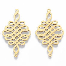 Honeyhandy 201 Stainless Steel Filigree Joiners Links, Chinese Knot, Golden, 39x21.5x1mm